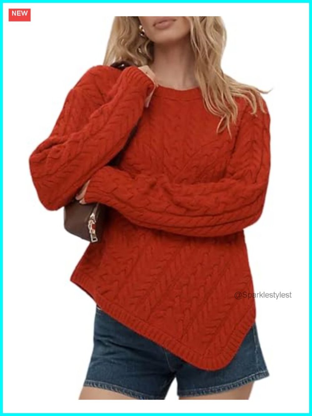 Cable Knit Crew Neck Long Sleeve Pullover Sweater